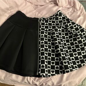 Hot Topic Black and White Heart Checkered Skater Skirt